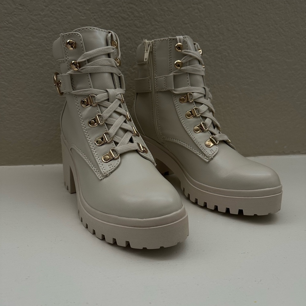Wild Pair Cream Heeled Boots